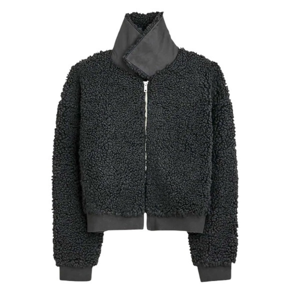 J.Crew Teddy Sherpa Bomber Short Jacket Black Medium NWT